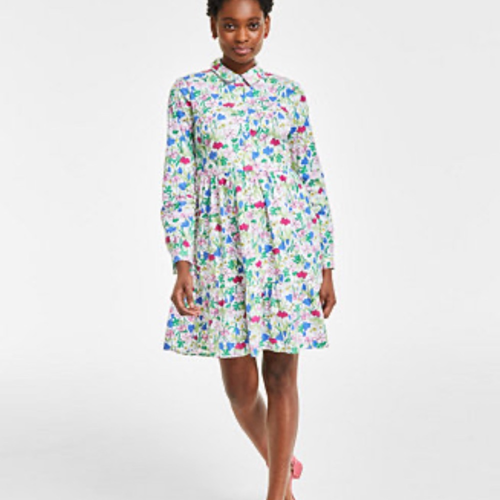 Charter Club Floral Long Sleeve Dress - Multicolor
